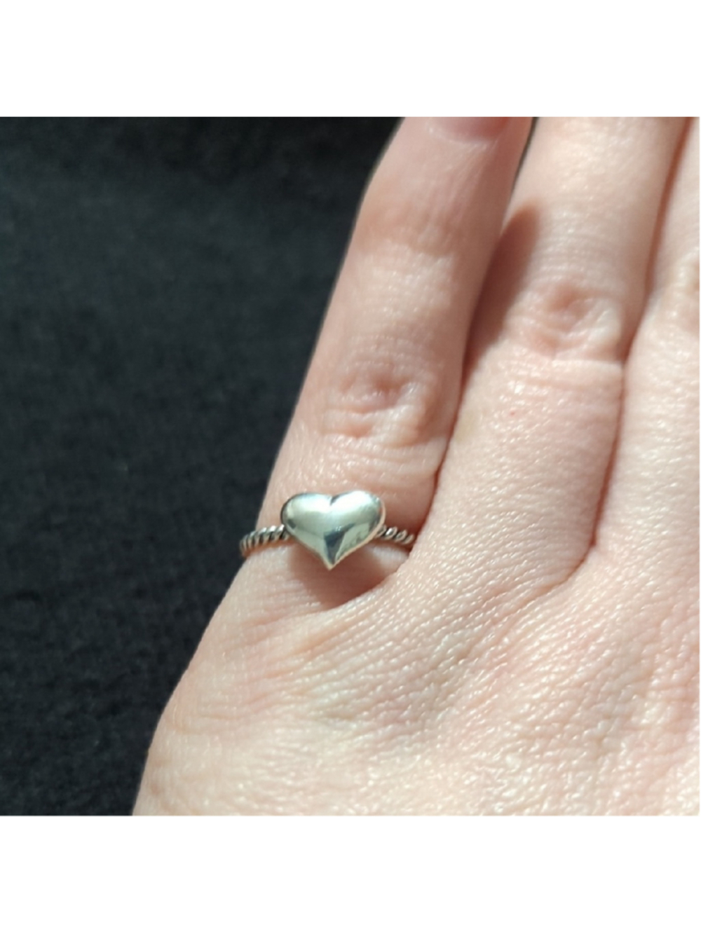Sterling Silver Puffed Heart Dainty Delicate Statement Ring - Size 5